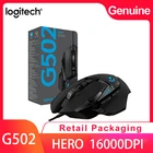 Профессиональная игровая мышь Logitech G502 HERO, игровая мышь для программирования, 16000DPI, регулируемая подсветка, синхронизация