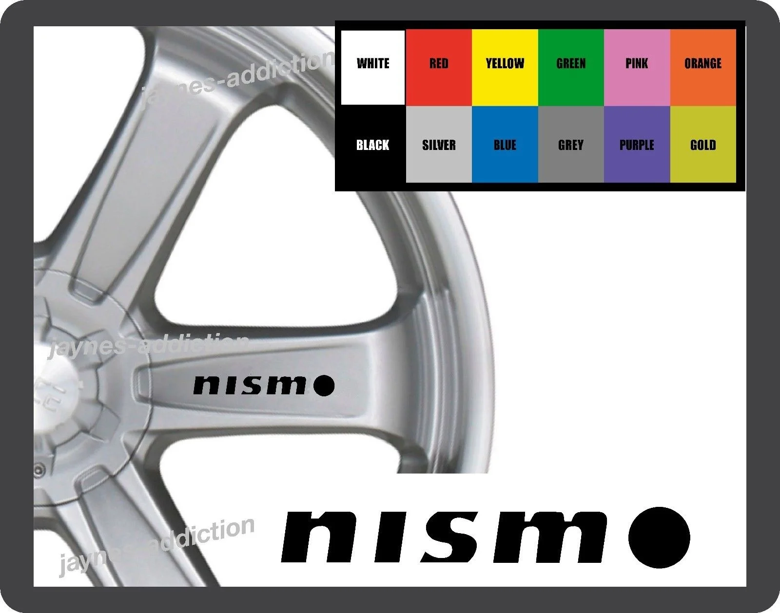 

For 6xFor NISMO - Alloy Wheel CAR DECAL STICKER 95mm long