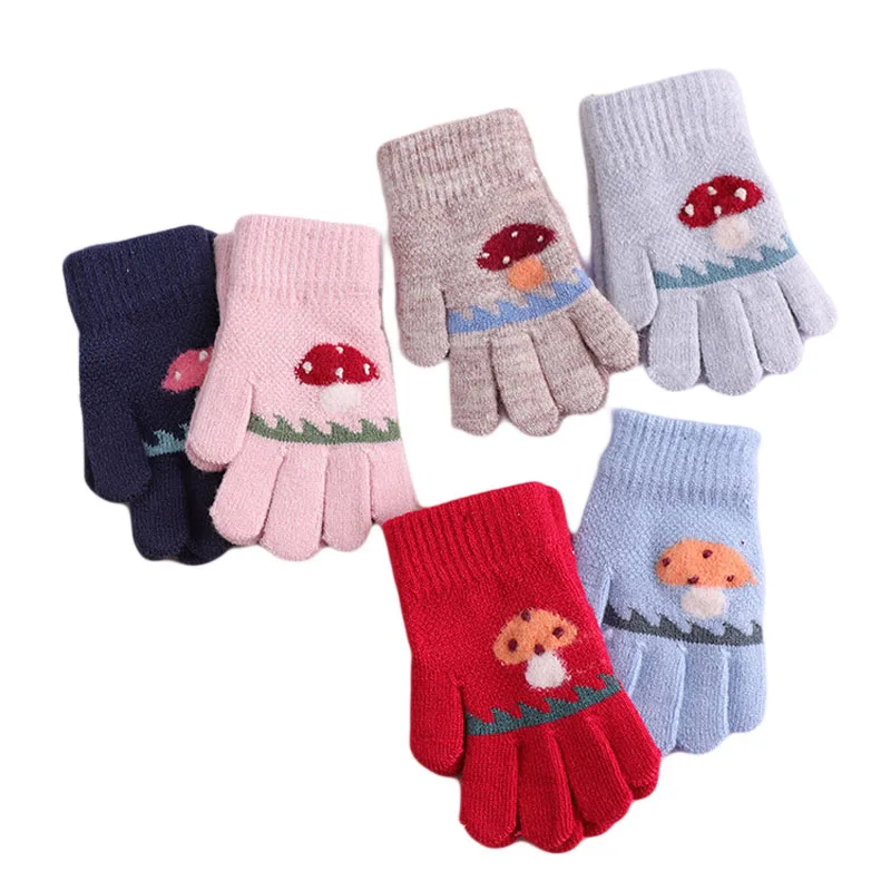 Перчатки вязаные детские зимние тонкие с мультяшными пальцами 2019 | Детская