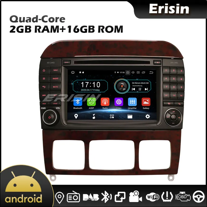 Erisin 5997 7 &quotAndroid 10 0 GPS РАДИО WiFi BT TPMS DVR автомобильное радио для Mercedes Benz S Class W220 CL