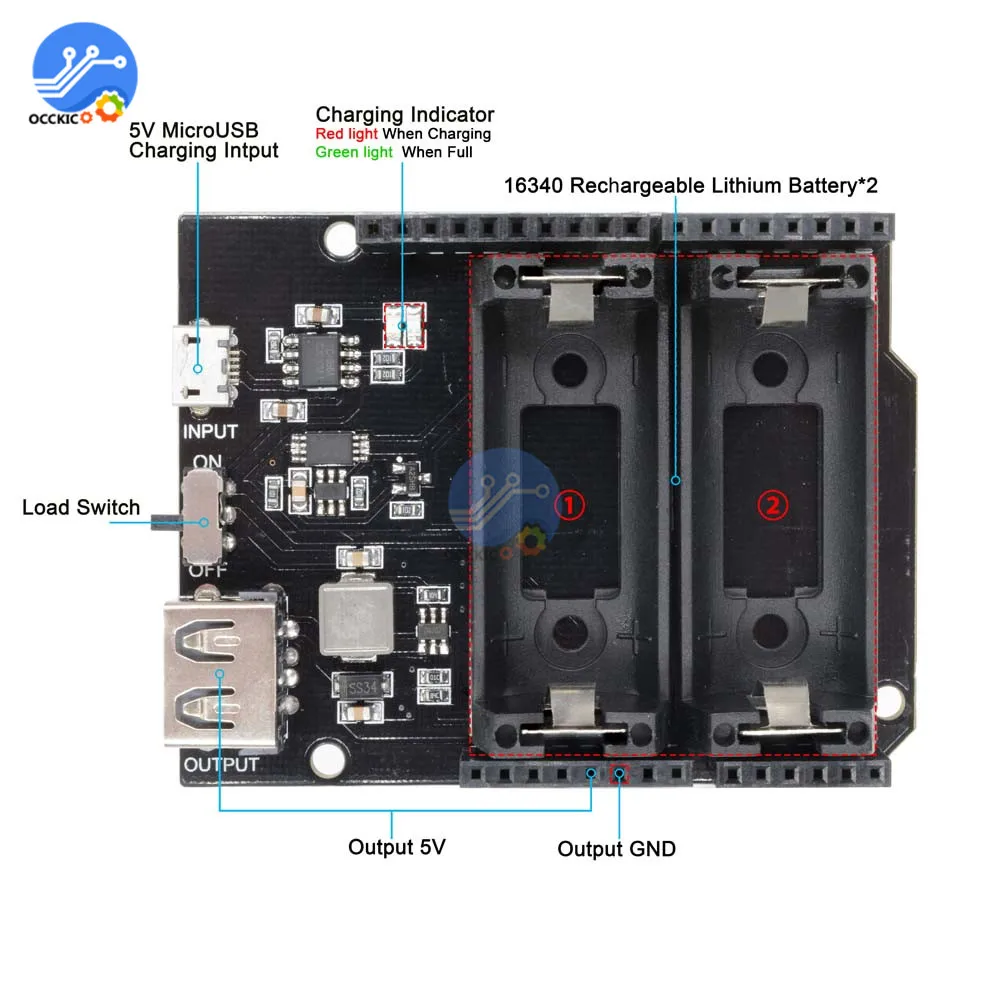 Двойной 16340 Перезаряжаемые литиевая зарядная плата Мощность power Bank 5V блок питания Micro USB модуль для Arduino UNO R3 один ESP8266 ESP32