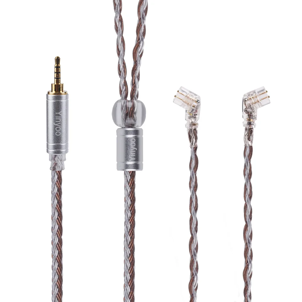QDC 2.5 AK Yinyoo 16 Core Медь коричневый посеребренный кабель 2,5/3,5/4,4 мм балансный кабель с MMCX/2pin разъем для лампа указателя X6 C12/C16 ZSX - Цвет: QDC 2.5
