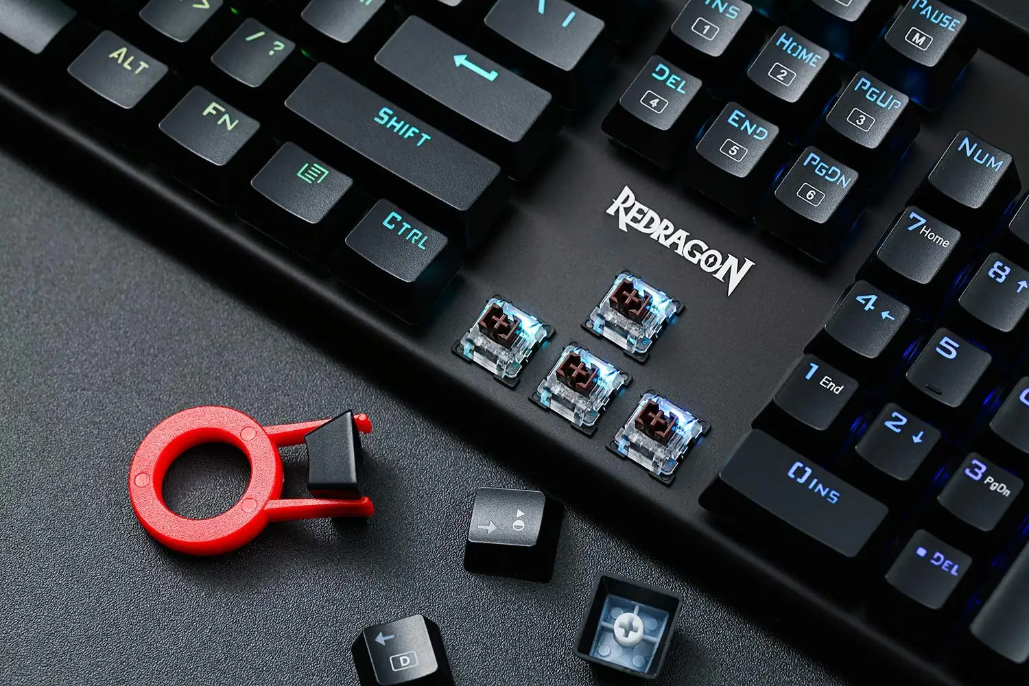 Redragon K580-PRO RGB Механическая игровая клавиатура RGB светодиодный подсветка 104 клавиши антиприкольные макроклавиши с оптическими коричневыми переключателями