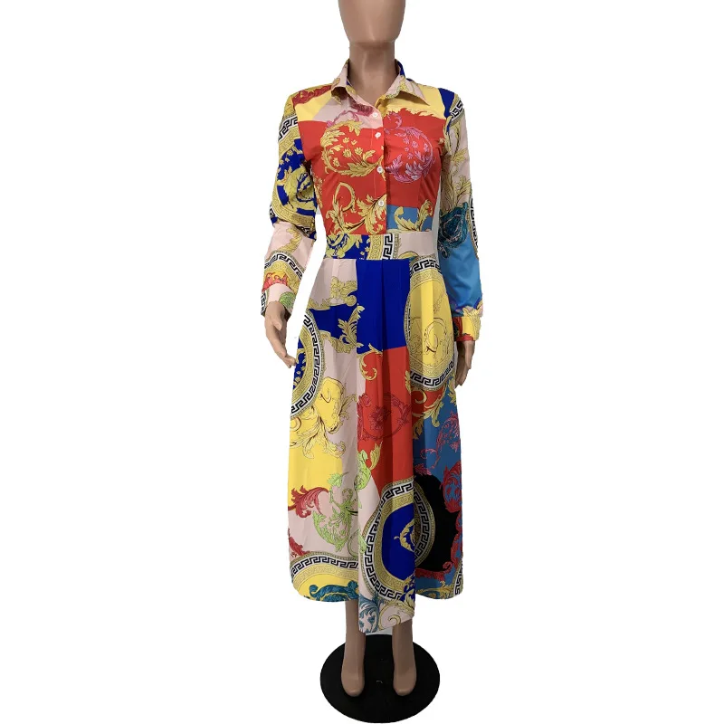 Платье Весенне-осенняя юбка Модная женская одежда Рубашка с длинными рукавами