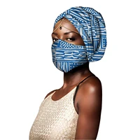 african headwrap hair accessories scarf bonnet ankara wax fabric head turban african headscarf mas k match print set