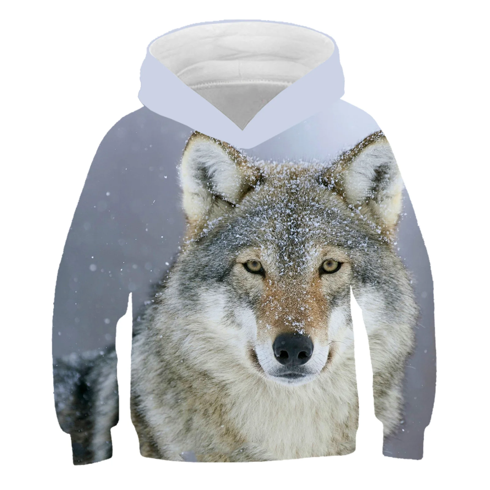 

3d Printing Wolf Pattern Cartoon Girl's Hoodie Teen Autumn Jacket Children Clothes Oversized Hooded Sweater Long Sleeve Pullover