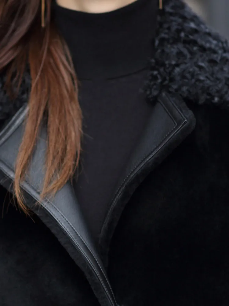 Пальто из натуральной овечьей кожи осенне зимнее пальто женская одежда