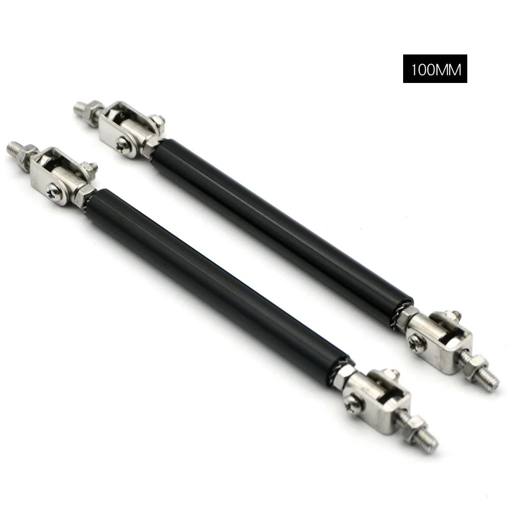 100mm Black DepoTuning Универсальная регулируемая 75 мм/100 мм/150 мм/200 мм 4 цвета гоночный передний бампер для губ разделительная штанга стойка галстук бар комплект для обслуживания - Цвет: 100mm Black
