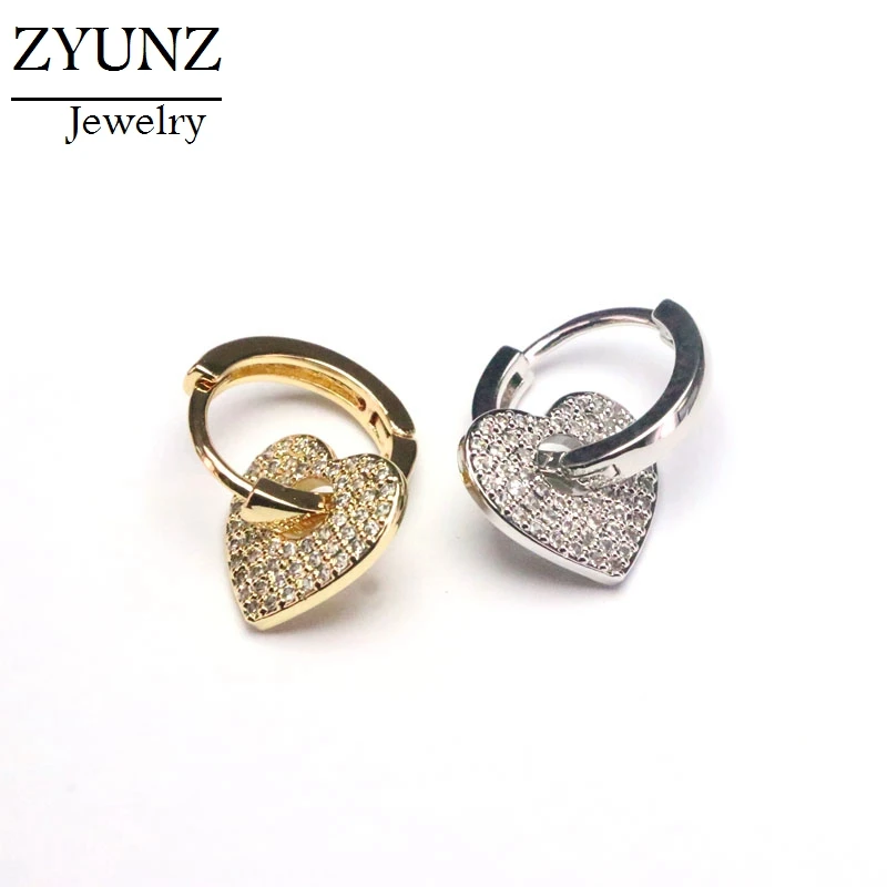 

4 Pairs, New CZ Crystal Elegant Jewelry Heart Dangle Earrings Zircon Brincos Drop-Earrings for Women Party Gift