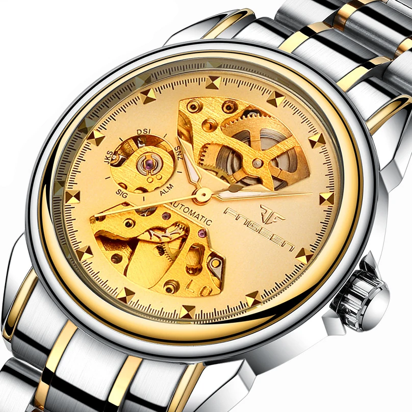 

Luxury Sport Mechanical Men's Automatic Watches Gold Stainless Steel Belt Watch Male Living Waterproof Wristwatch Reloj Hombre