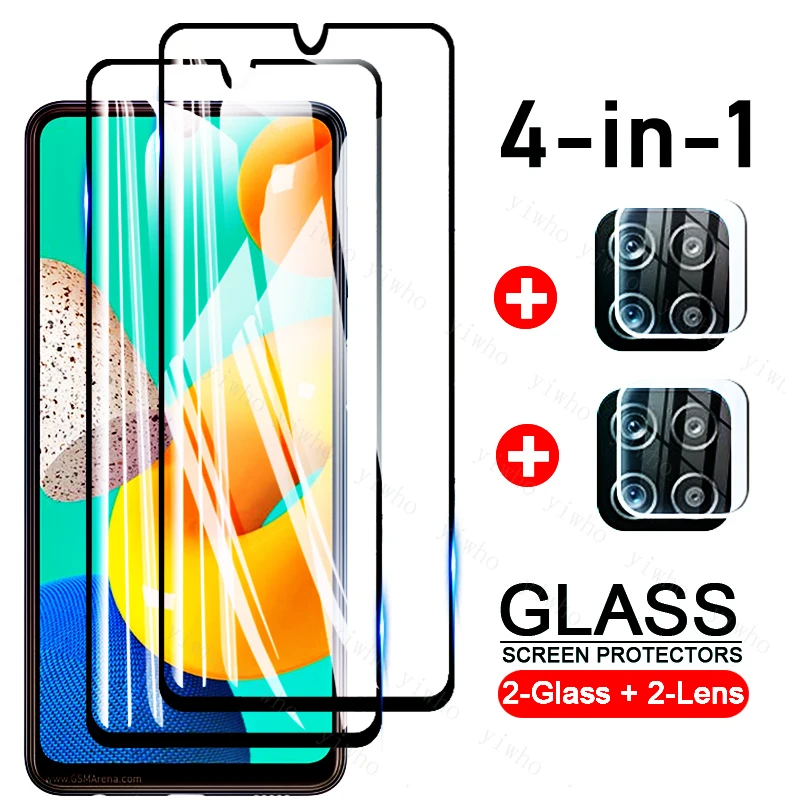 4 в 1 для Samsung Galaxy M32 стеклянная пленка телефона HD закаленное стекло Защита экрана
