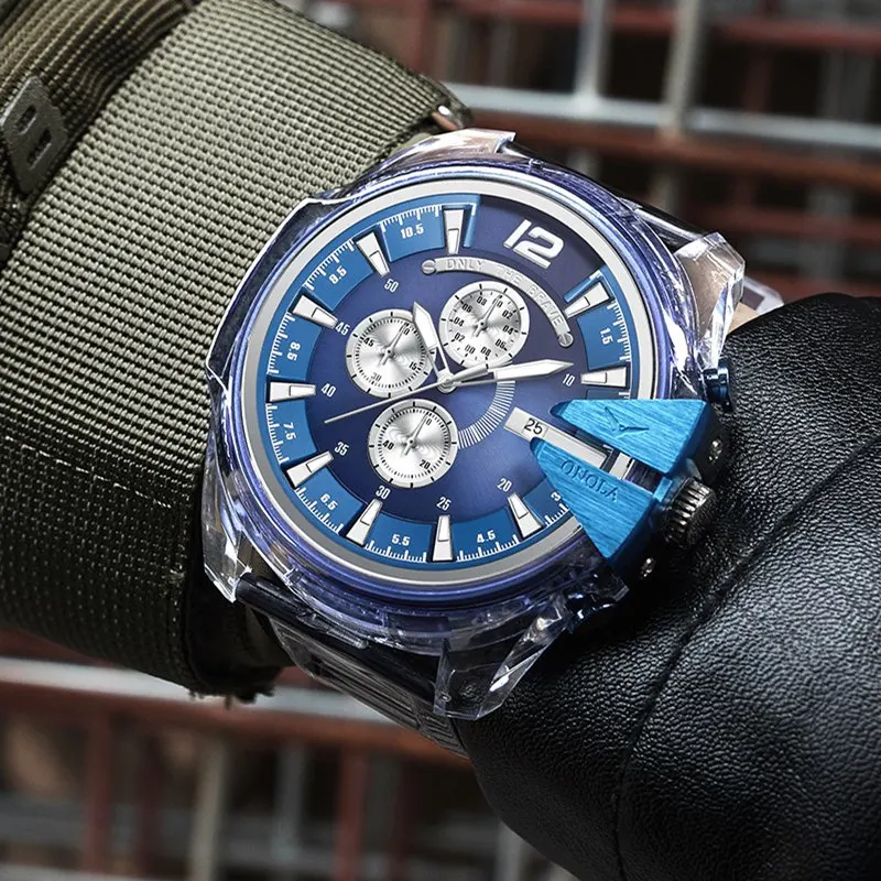 

Fashion Watch Men ONOLA 2021 NEW Brand Sport Dresse Unique Transparent Plastic Men's Watches Waterproof Quartz Watch Men