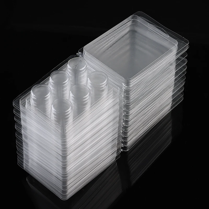 

20pcs Clear Plastic Wax Melt Clam Shells Box 6Cell Heart/Round Shape Wax Melt Containers Mould Tool For Wickless Candle Storage