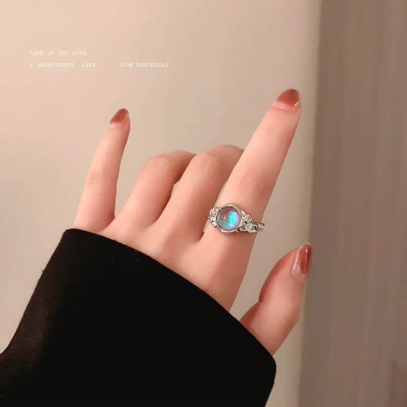 

European And American Original Design Fashion National Style Retro Simple Cold Wind Crystal Opening Ring