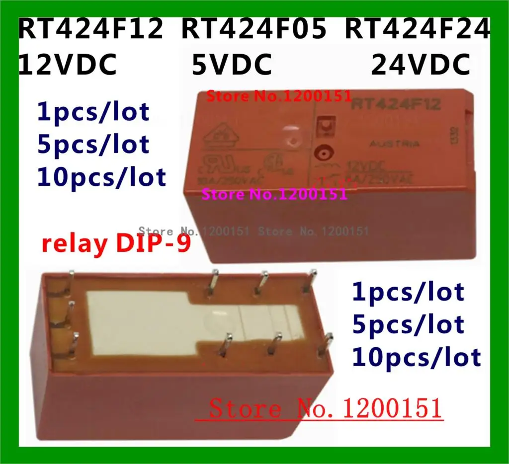 RT424F05 5VDC RT424F12 12VDC RT424F24 24VDC реле DIP-9 | Электронные компоненты и принадлежности