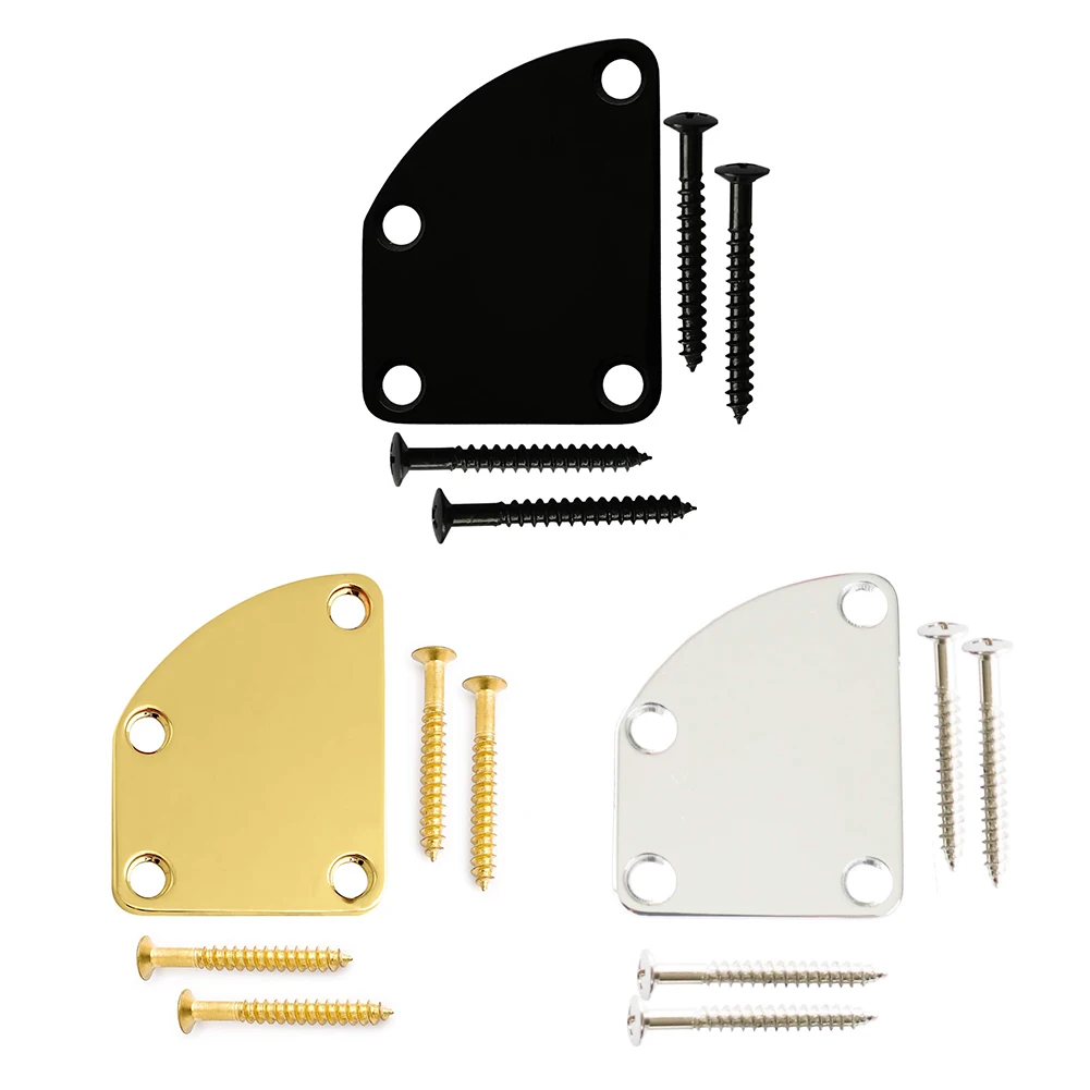 

Guitar Neck Plate Semi Round Neck Joint Back Mounting Plate With 4 Screws For Electric Guitar Bass Parts Replacement 3 Color