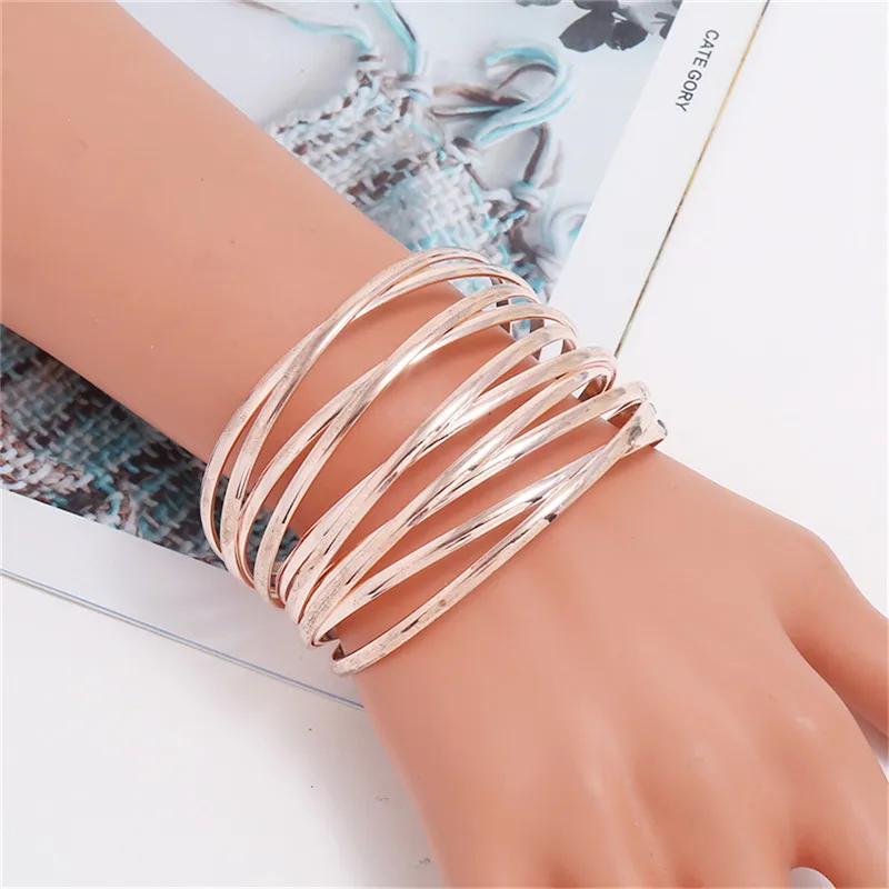 Rose gold Big LZHLQ манжеты браслеты для женщин бренд большой Богемия Boho модные браслеты индийские женские браслеты и браслеты женские милые женские ювелирные изделия - Окраска металла: Rose gold Big
