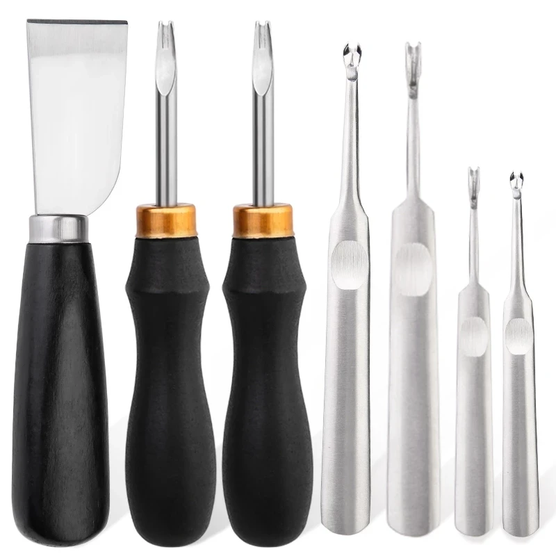 

SHWAKK 7 PCS Leather Tools Kit With U/V Shaped Groover Leather Edge Beveler Cutting Knife For Cutting Grooving Stitching Working