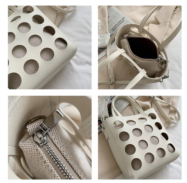 

Small Top Handle Bags for Women Designer Handbag Bolso Playa Round Hole Tote Crossbody Tassen Mini Boho Bolsa Feminina De Ombro