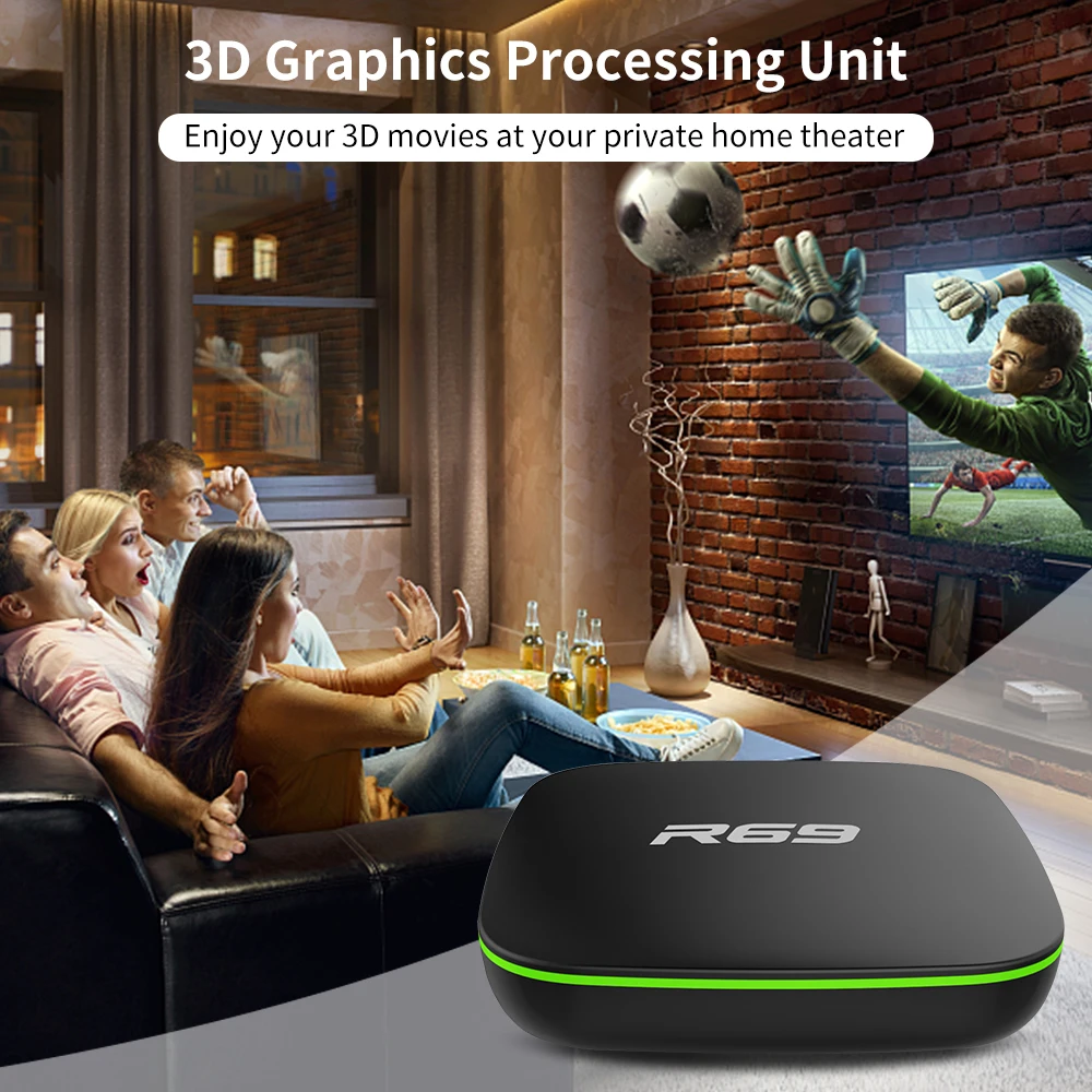 Wechip R69 Smart Android 7,1 ТВ приставка 1 ГБ 8 ГБ Allwinner H3 четырехъядерный 2,4G Wifi приставка 1080P HD Поддержка 3D фильмов медиаплеер