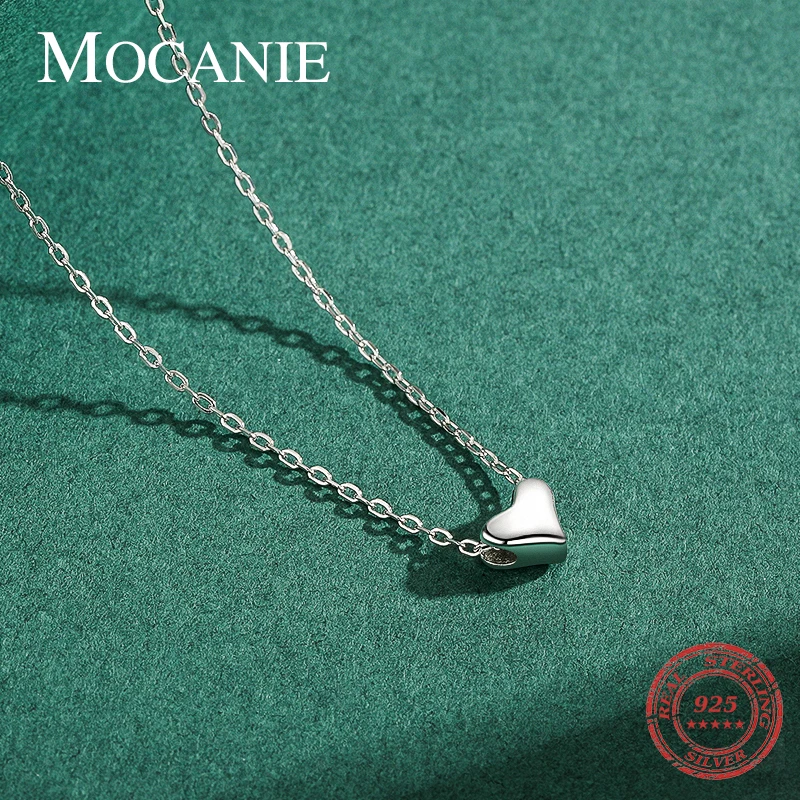

Mocanie Solid 100% Authentic 925 Sterling Silver Heart Shape Pendant Necklace Fashion Wedding Statement Jewelry for Women Girl