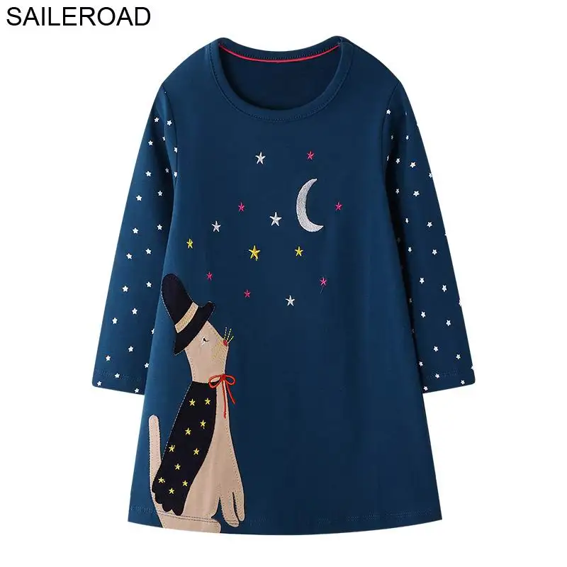 7199 same picture SAILEROAD Платье Единорога Дети Vestidos Осень Девочек Платье с Длинным Рукавом для Детей Животное Платье Хлопок Рождество Платье Одежда - Цвет: 7199 same picture