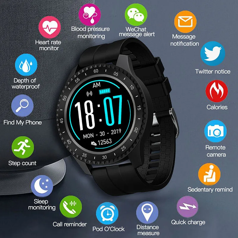 Смарт часы IP68 для женщин и мужчин полный сенсорный монитор артериального