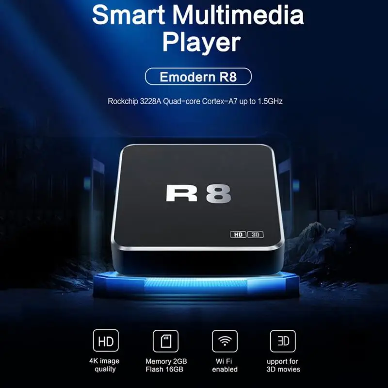

R8 4K 5G High Definition TV Box Android 2021 Rockchip 3228A 2.4G WIFI Support Ethernet AV IR TF Card Digital TV Set Top Box