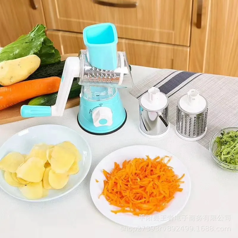 

3 In1 Multifunctional Manual Vegetable Cutter Slicer Round Mandoline Grater for Vegetables Spiralizer Potato Cheese Slicer