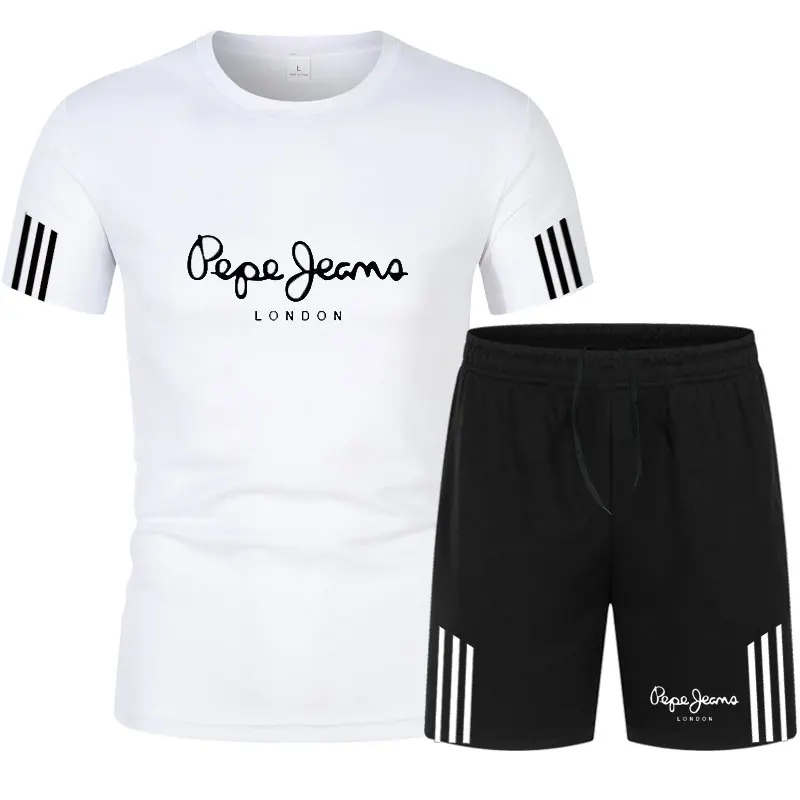 

2021Summer Tracksuit Men's set's Sportswear fashion Oversized T-shirt+shorts 2-piece set Branded men's clothing sweatshirt