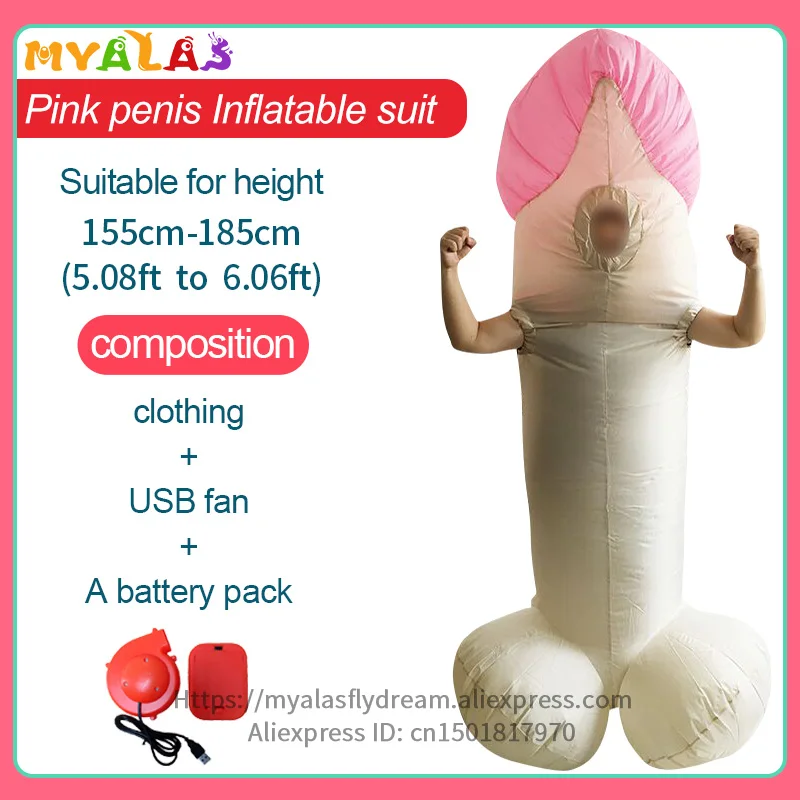 Pink penis Надувной костюм для туалета, костюм для унитаза, надувной костюм, карнавальный костюм для пениса, сексуальный костюм Вилли, ручка, ночной косой банан - Цвет: Pink penis