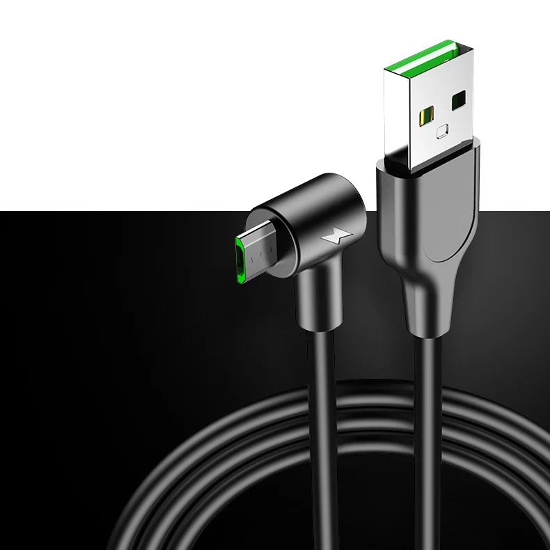 MICRO BLACK USB 3,1 Тип C кабель, кабель для мобильного телефона, 5A быстро 90 градусов 3 м 2 м 1,5 м 1 м для samsung s8 s9 s10 huawei mate 20 P30 pro крепление для спортивной камеры xiao mi 9 - Цвет: MICRO BLACK