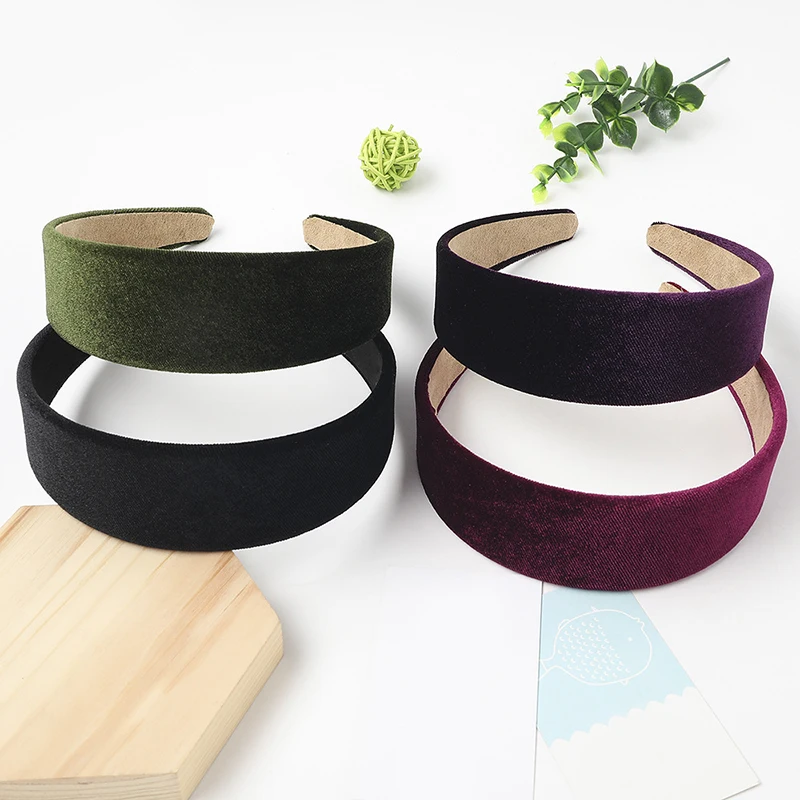 Ободок для волос Женский бархатный модный широкий обруч с толстой губкой ярких