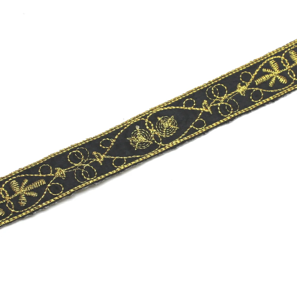 6 ярдов/лот золотистой вышивкой аппликацией кружевная тесьма с декоративным