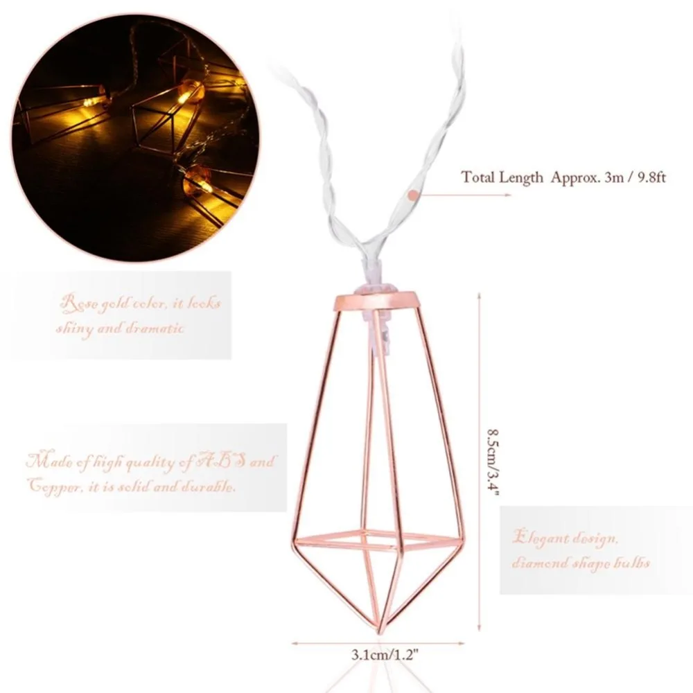 Новинка светодиодная сказочная гирлянда с бриллиантами 1 5 м/3 м металлическая