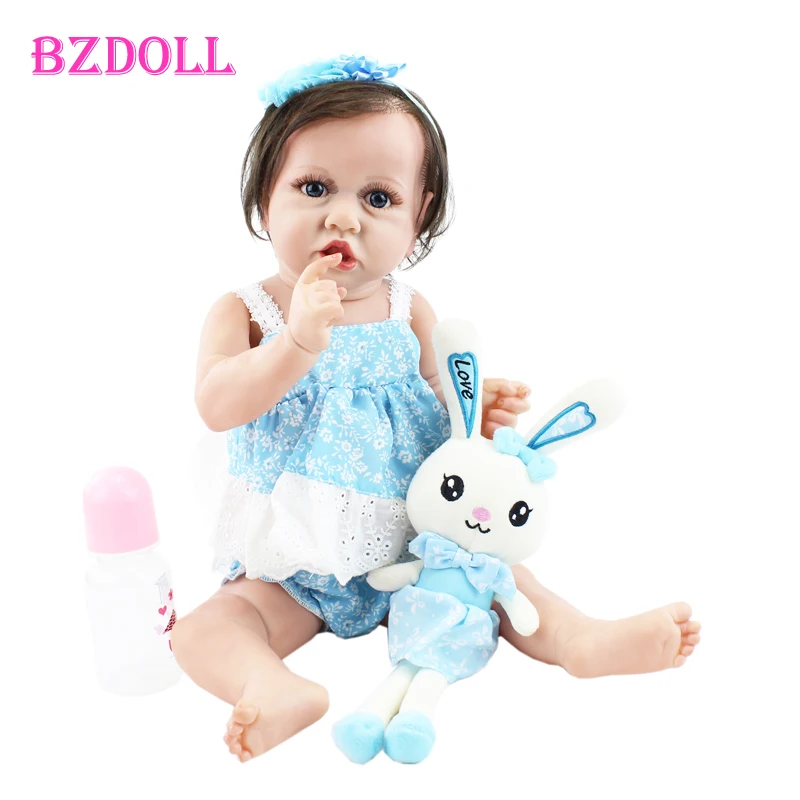 55 см всего тела мягкого силикона для девочек Reborn Baby Doll Реалистичного Виниловый