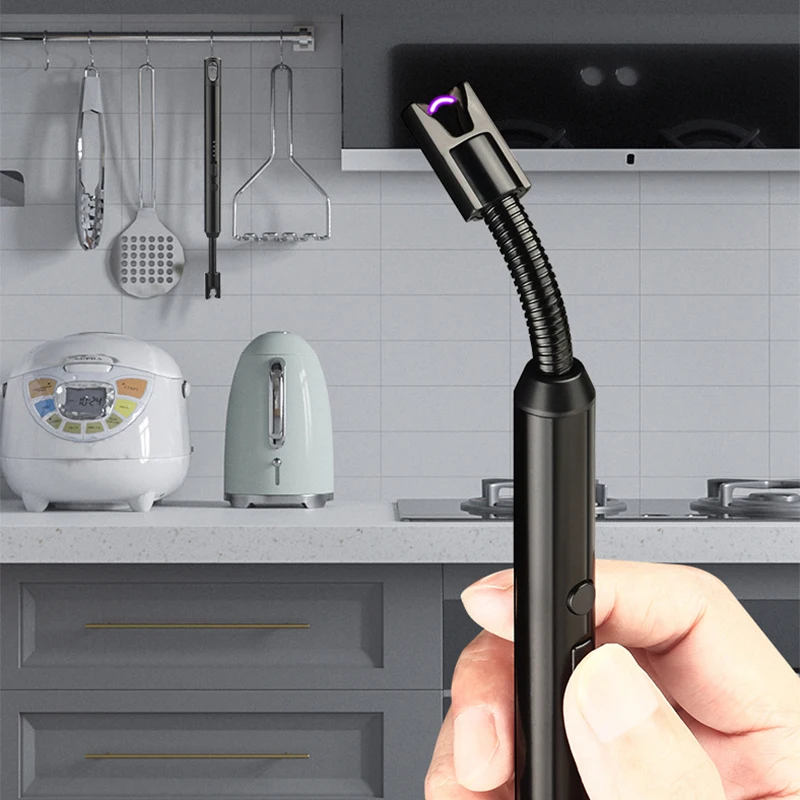 Electronic Candle Lighter Short Neck Hose Pulse Arc Windproof with Power Display USB Rechargeable Ignitor for | Дом и сад