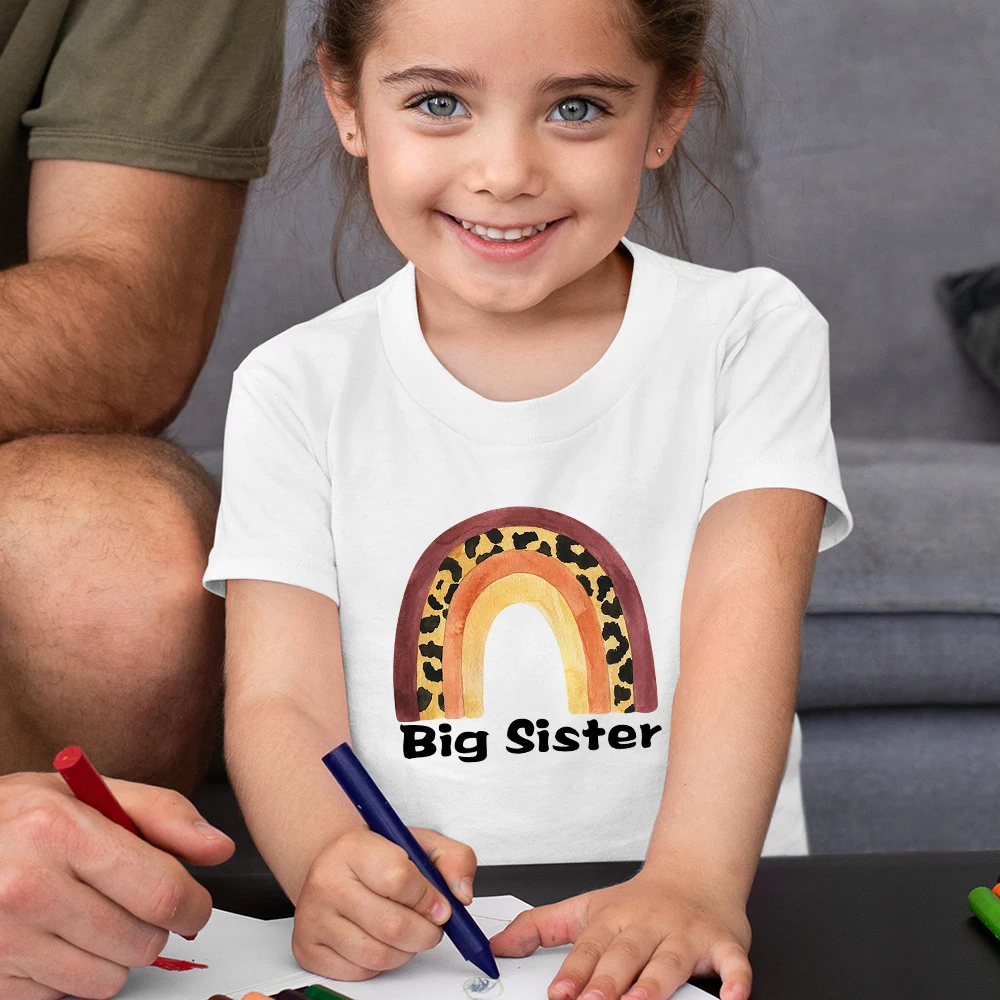 

Big Sister Harajuku Girls T-shirt Oversized Summer Cozy Home Children's Clothing Sisters Same Kids Shirt Europe and America