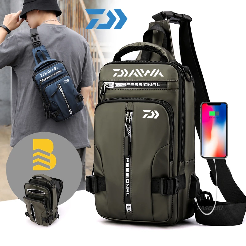 

2021 New Daiwa Men Women Single Shoulder Fishing Bags Waterproof Leisure Multi Function Backpacks Fishing Gear Kit