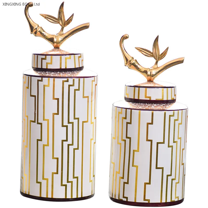 

Creative Ceramic Vase Home Decoration Ornaments Creative Decoration Supplies Household Ceramic Snack Storage Tank with Lid
