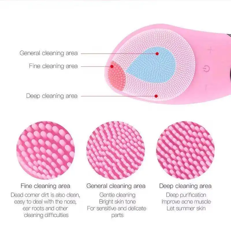 USB Rechargable Mini Electric Facial Cleansing Brush Silicone Sonic Face Cleaner Deep Pore Cleaning Skin Massager | Красота и