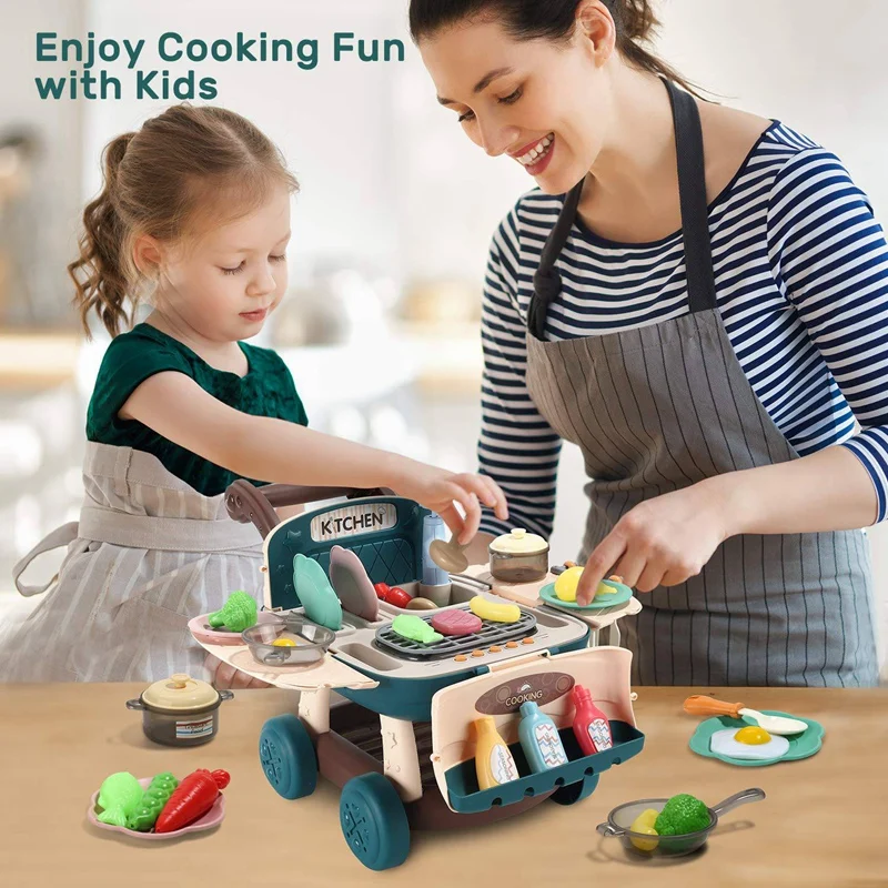 

Kids Pretend Kitchen Toy Role Play Shopping with Play Sink Light&Music