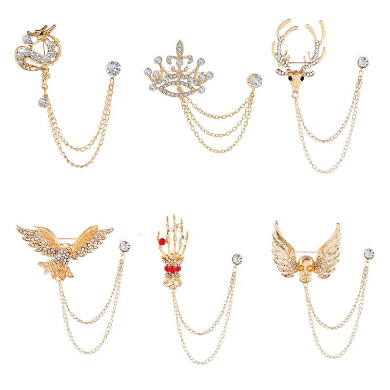 1 шт. креативная стразы олень Орел ручная корона змея Череп женские цепочки с