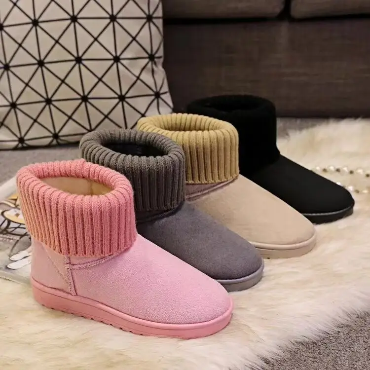 Дизайнерские теплые зимние ботильоны на плоской подошве с круглым носком