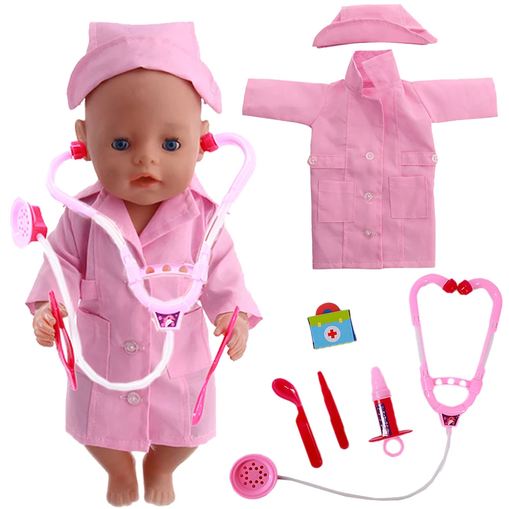 Doctor\Nurse Uniform Medical Accessories For 18Inch American Nenuco &amp43Cm ReBorn Baby Doll Our Generation Girl Toys Clothes | Игрушки и