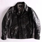 Куртка мужская из натуральной кожи, Винтажный Классический мотоциклетный пиджак из конской шкуры, верхняя одежда, Черный жакет