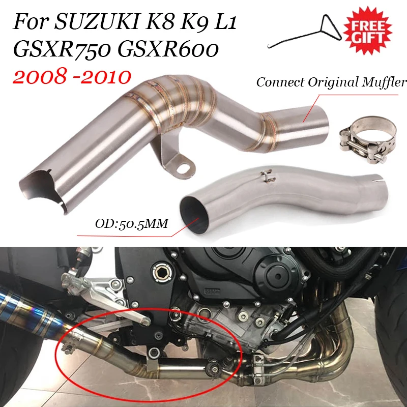 

For SUZUKI GSXR 600 750 K8 K9 L1 GSXR750 GSXR600 2008 2009 2010 Exhaust Escape Link Pipe Catalyst Delete Eliminator Enhanced DEC