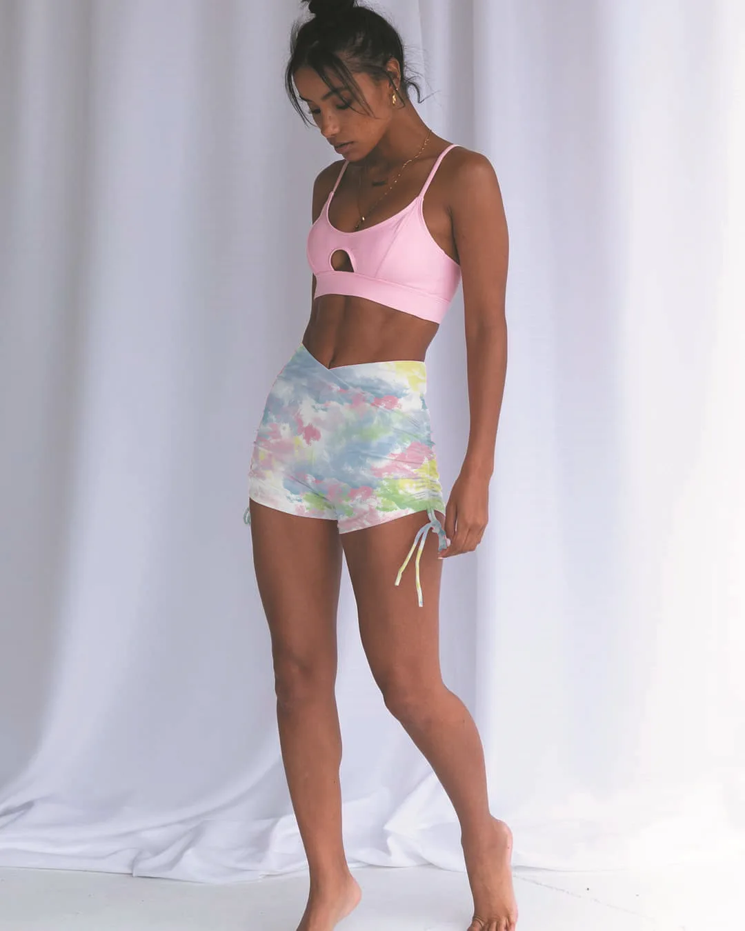 

new leisure sports shorts tie dye sexy side bandage retractable swimming trunks in summer of 2021