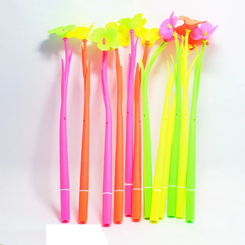 

10 Pcs Many Fashion Spicy Creative Stationery Sweet Lucky Bloom Plant Floral Pattern Handle Ballpoint Pen Stationery