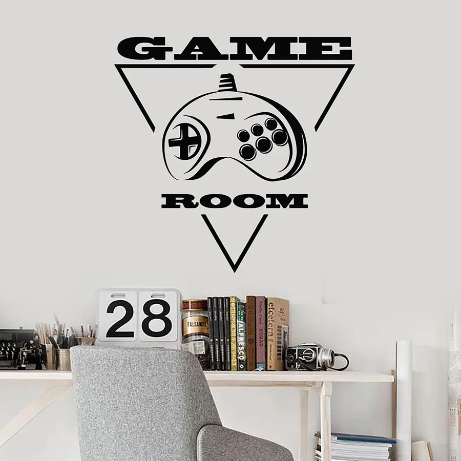 

Gamer Wall Decal Joystick Video Games Console Geometric Game Room Kids Boys Bedroom Playroom Home Decor Vinyl Sticker Mural M034